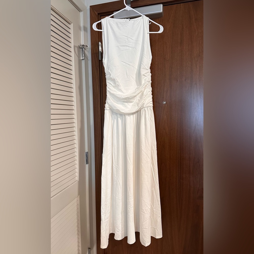 Meg off white sleeveless knit midi dress - s / off white